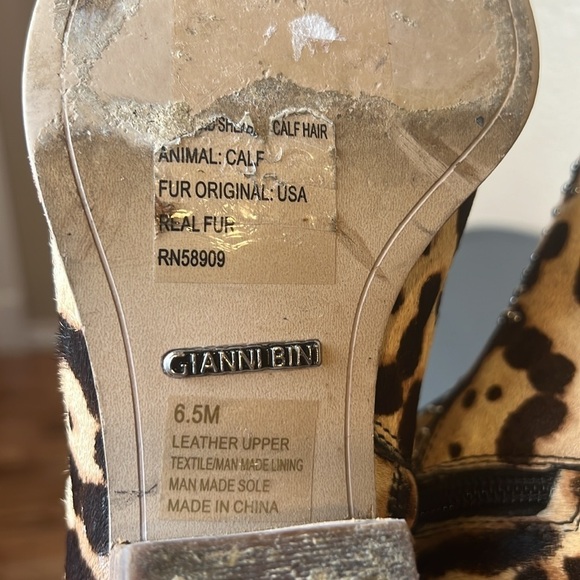 Gianni Bini Brycin Leopard Calf Hair Studded Western Booties 6.5M - Picture 7 of 11